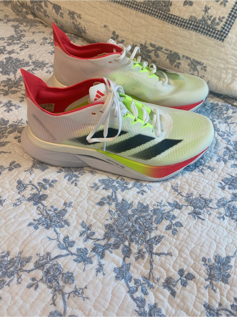 Adidas Adizero Boston 12 W Running Shoe Women’s Size 8 White Black Lucid Red
